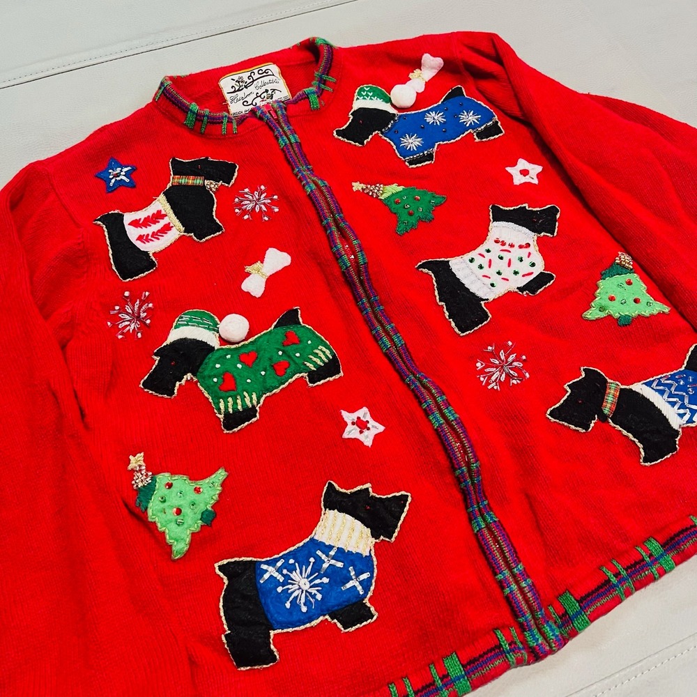 Heirloom Collectible Women Red Ugly Xmas Sweater Christmas Office Cardigan S4244 - Picture 2 of 8